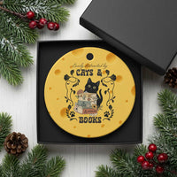 Easily Distracted By Cats And Books Ceramic Ornament Funny Book Kitty Lover - Wonder Print Shop