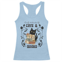 Easily Distracted By Cats And Books Racerback Tank Top Funny Book Kitty Lover - Wonder Print Shop