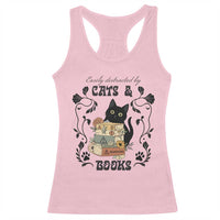 Easily Distracted By Cats And Books Racerback Tank Top Funny Book Kitty Lover - Wonder Print Shop