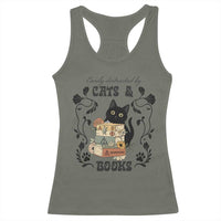 Easily Distracted By Cats And Books Racerback Tank Top Funny Book Kitty Lover - Wonder Print Shop
