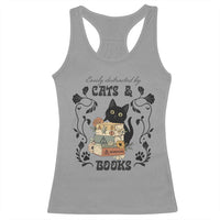 Easily Distracted By Cats And Books Racerback Tank Top Funny Book Kitty Lover - Wonder Print Shop