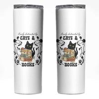 Easily Distracted By Cats And Books Skinny Tumbler Funny Book Kitty Lover