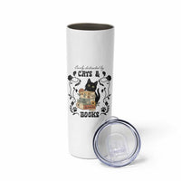 Easily Distracted By Cats And Books Skinny Tumbler Funny Book Kitty Lover