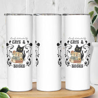 Easily Distracted By Cats And Books Skinny Tumbler Funny Book Kitty Lover