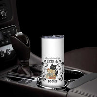 Easily Distracted By Cats And Books Skinny Tumbler Funny Book Kitty Lover