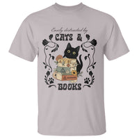 Easily Distracted By Cats And Books T Shirt Funny Book Kitty Lover - Wonder Print Shop