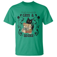 Easily Distracted By Cats And Books T Shirt Funny Book Kitty Lover - Wonder Print Shop
