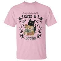 Easily Distracted By Cats And Books T Shirt Funny Book Kitty Lover - Wonder Print Shop