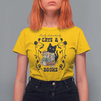 Easily Distracted By Cats And Books T Shirt For Women Funny Book Kitty Lover - Wonder Print Shop