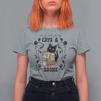 Easily Distracted By Cats And Books T Shirt For Women Funny Book Kitty Lover - Wonder Print Shop