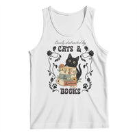 Easily Distracted By Cats And Books Tank Top Funny Book Kitty Lover - Wonder Print Shop