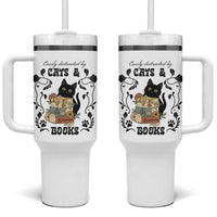 Easily Distracted By Cats And Books Tumbler With Handle Funny Book Kitty Lover