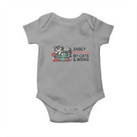 Easily Distracted By Cats And Books Baby Onesie Lazy Kitty Book Lover - Wonder Print Shop