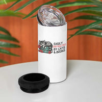 Easily Distracted By Cats And Books 4 in 1 Can Cooler Tumbler Lazy Kitty Book Lover