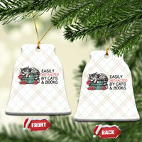 Easily Distracted By Cats And Books Ceramic Ornament Lazy Kitty Book Lover - Wonder Print Shop