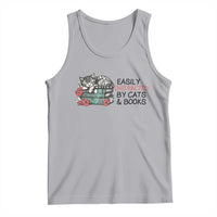 Easily Distracted By Cats And Books Tank Top Lazy Kitty Book Lover - Wonder Print Shop