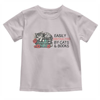 Easily Distracted By Cats And Books Toddler T Shirt Lazy Kitty Book Lover - Wonder Print Shop