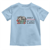 Easily Distracted By Cats And Books Toddler T Shirt Lazy Kitty Book Lover - Wonder Print Shop