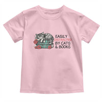 Easily Distracted By Cats And Books Toddler T Shirt Lazy Kitty Book Lover - Wonder Print Shop