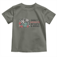 Easily Distracted By Cats And Books Toddler T Shirt Lazy Kitty Book Lover - Wonder Print Shop