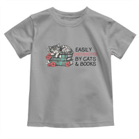 Easily Distracted By Cats And Books Toddler T Shirt Lazy Kitty Book Lover - Wonder Print Shop
