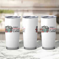 Easily Distracted By Cats And Books Tumbler Cup Lazy Kitty Book Lover