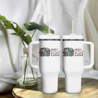 Easily Distracted By Cats And Books Tumbler With Handle Lazy Kitty Book Lover