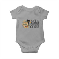 Life Is Better With Cats And Books Baby Onesie Funny Black Cat Book Lover - Wonder Print Shop