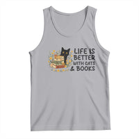 Life Is Better With Cats And Books Tank Top Funny Black Cat Book Lover - Wonder Print Shop