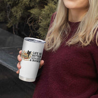 Life Is Better With Cats And Books Tumbler Cup Funny Black Cat Book Lover