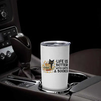 Life Is Better With Cats And Books Tumbler Cup Funny Black Cat Book Lover