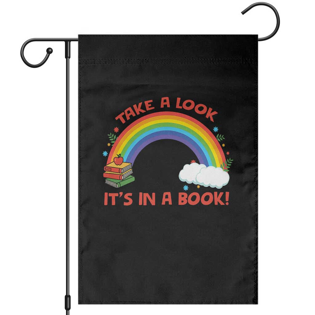 Take A Look It Is In A Book Garden Flag Cute Rainbow Book Educational Quote - Wonder Print Shop