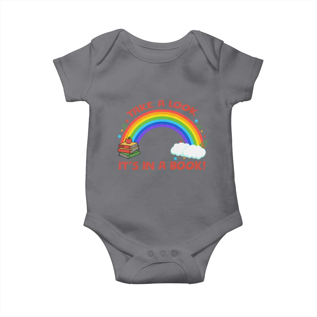 Take A Look It Is In A Book Baby Onesie Cute Rainbow Book Educational Quote - Wonder Print Shop