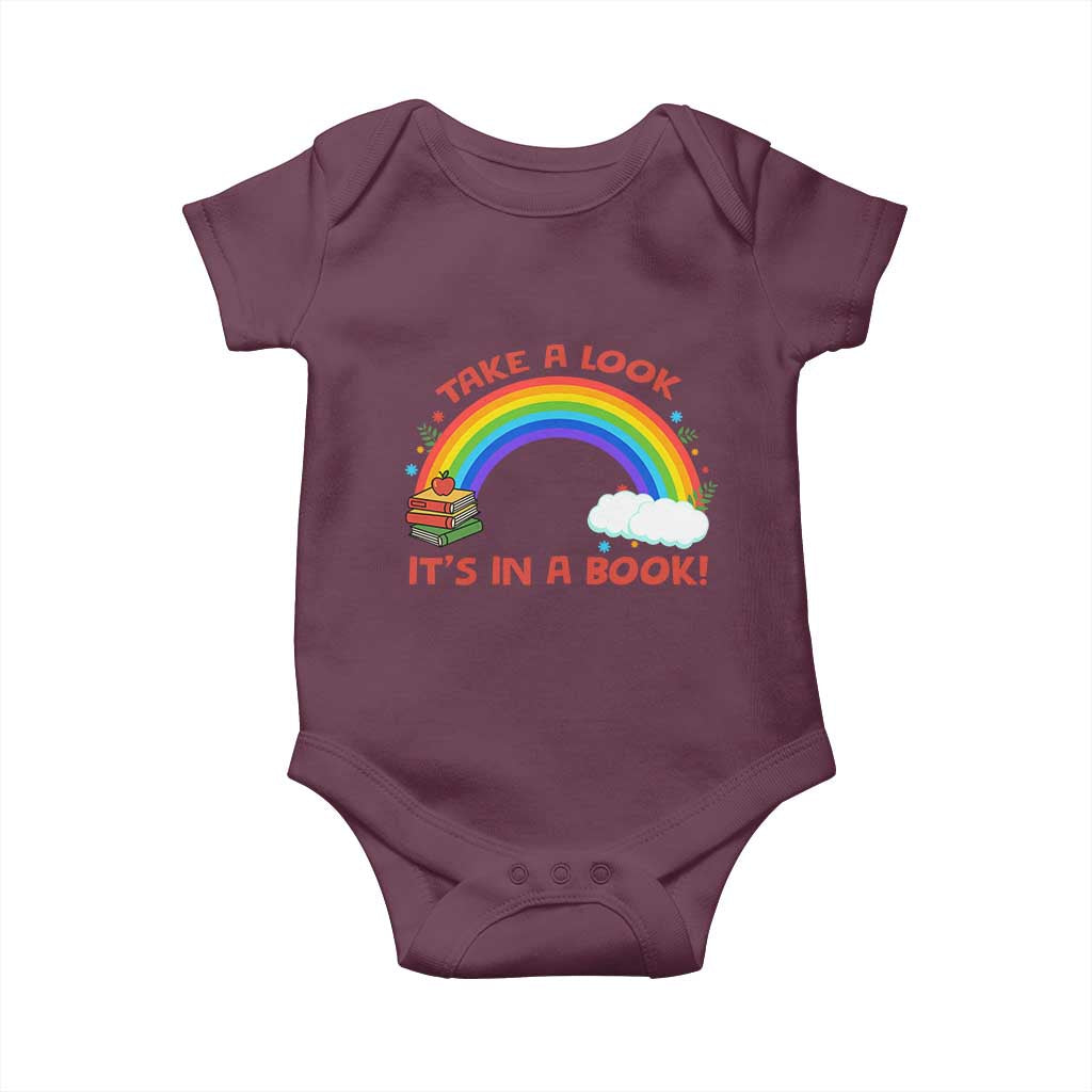 Take A Look It Is In A Book Baby Onesie Cute Rainbow Book Educational Quote - Wonder Print Shop