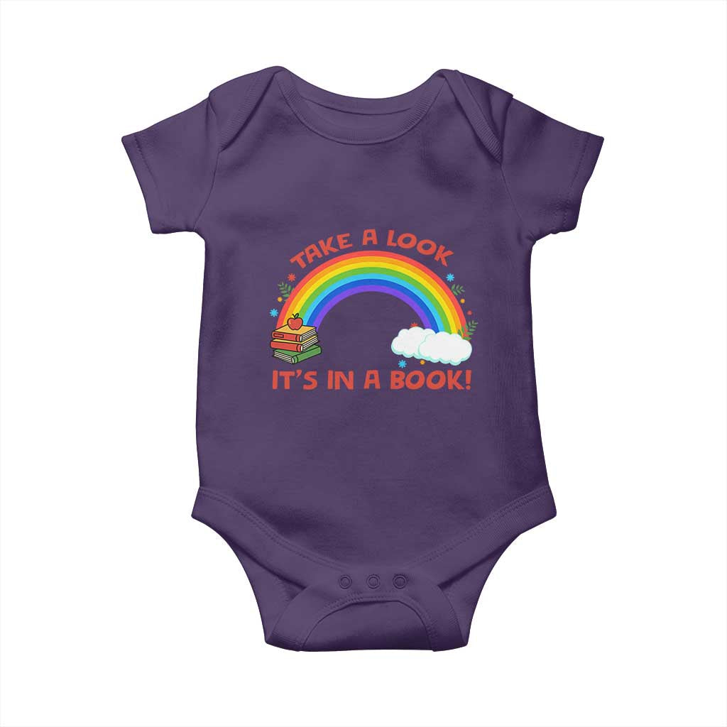 Take A Look It Is In A Book Baby Onesie Cute Rainbow Book Educational Quote - Wonder Print Shop