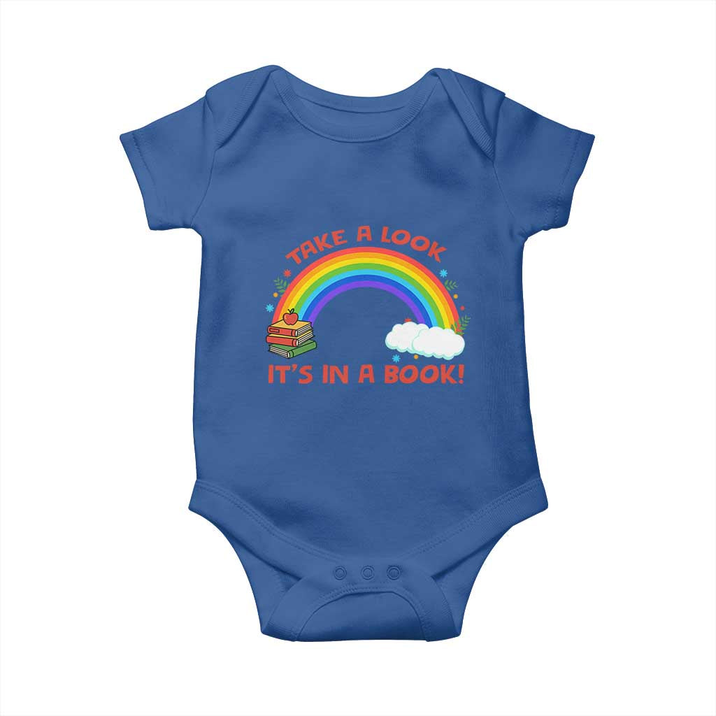 Take A Look It Is In A Book Baby Onesie Cute Rainbow Book Educational Quote - Wonder Print Shop