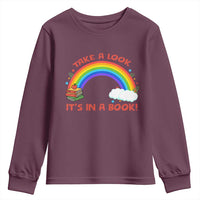 Take A Look It Is In A Book Youth Sweatshirt Cute Rainbow Book Educational Quote - Wonder Print Shop