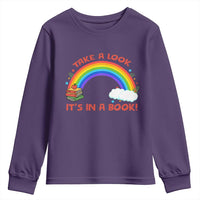 Take A Look It Is In A Book Youth Sweatshirt Cute Rainbow Book Educational Quote - Wonder Print Shop