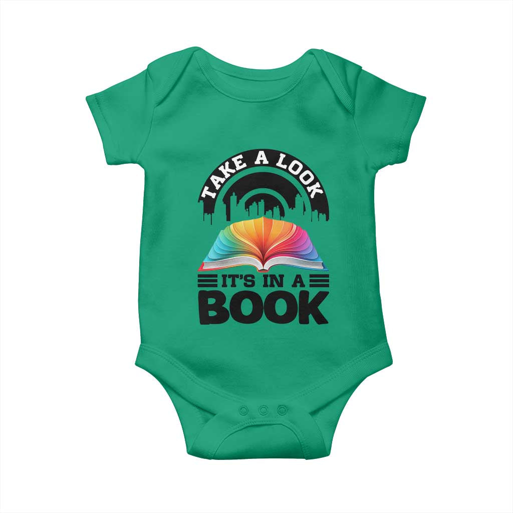 Take A Look It Is In A Book Baby Onesie Reading Retro Rainbow Vintage - Wonder Print Shop