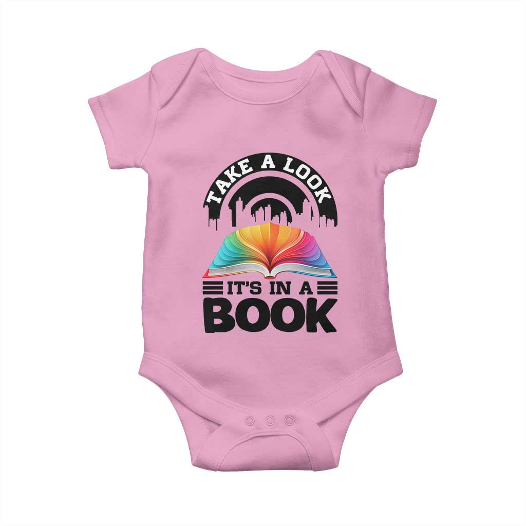 Take A Look It Is In A Book Baby Onesie Reading Retro Rainbow Vintage - Wonder Print Shop