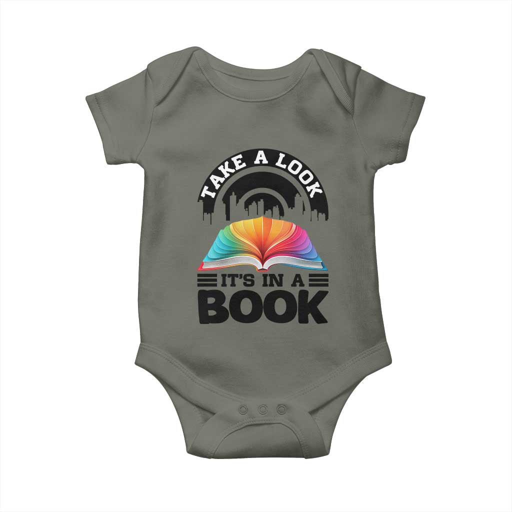 Take A Look It Is In A Book Baby Onesie Reading Retro Rainbow Vintage - Wonder Print Shop