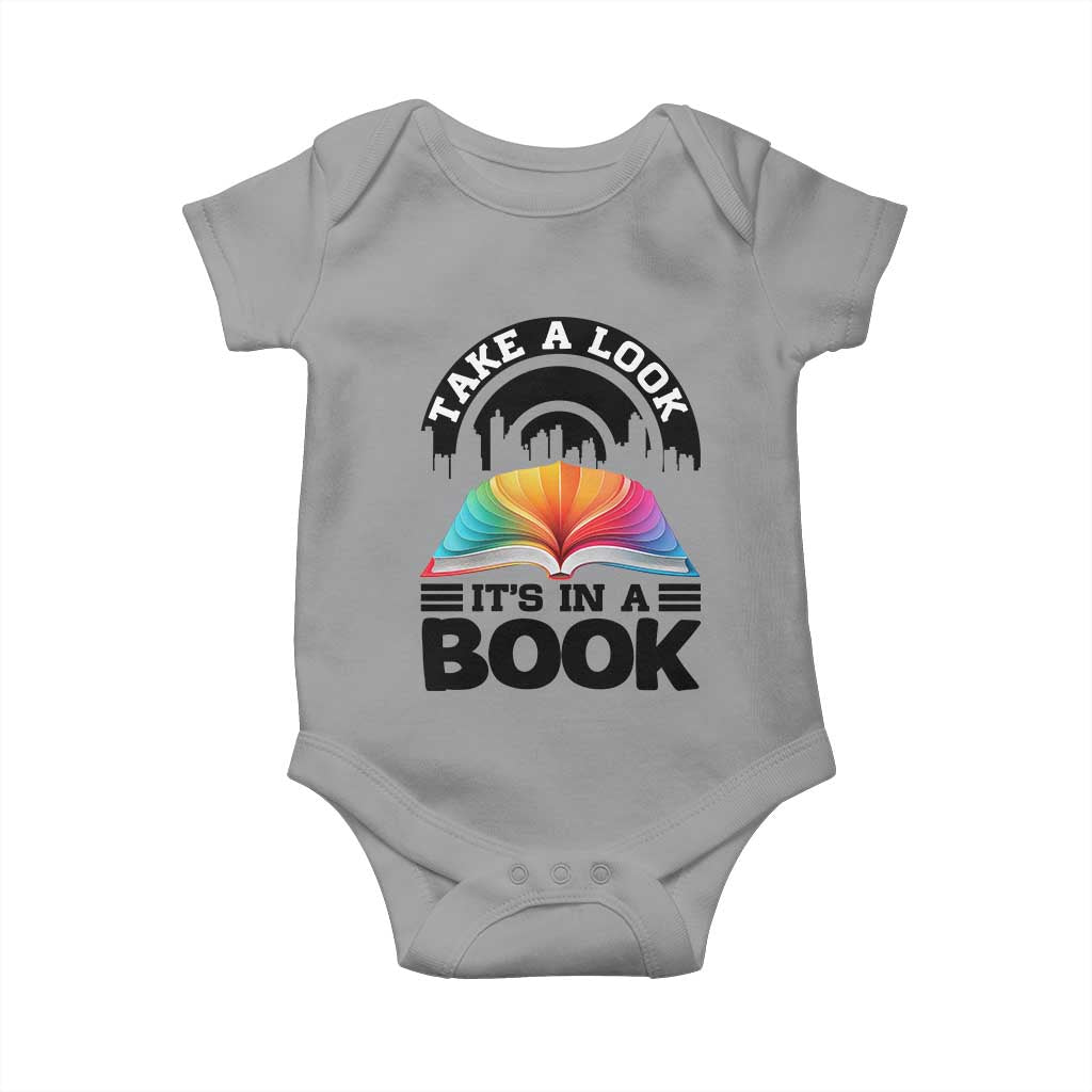 Take A Look It Is In A Book Baby Onesie Reading Retro Rainbow Vintage - Wonder Print Shop