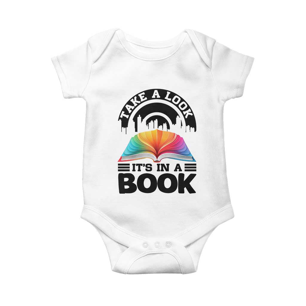 Take A Look It Is In A Book Baby Onesie Reading Retro Rainbow Vintage - Wonder Print Shop