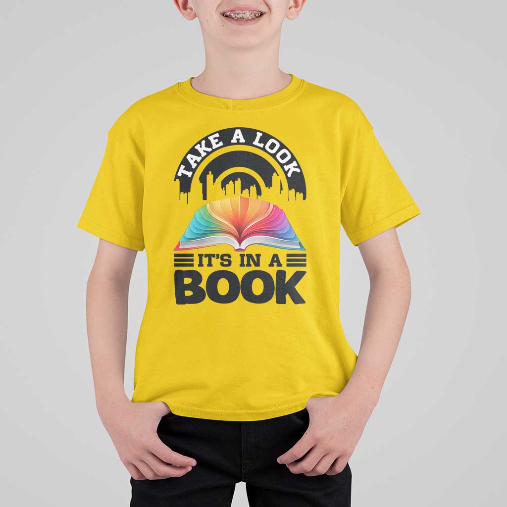Take A Look It Is In A Book T Shirt For Kid Reading Retro Rainbow Vintage - Wonder Print Shop