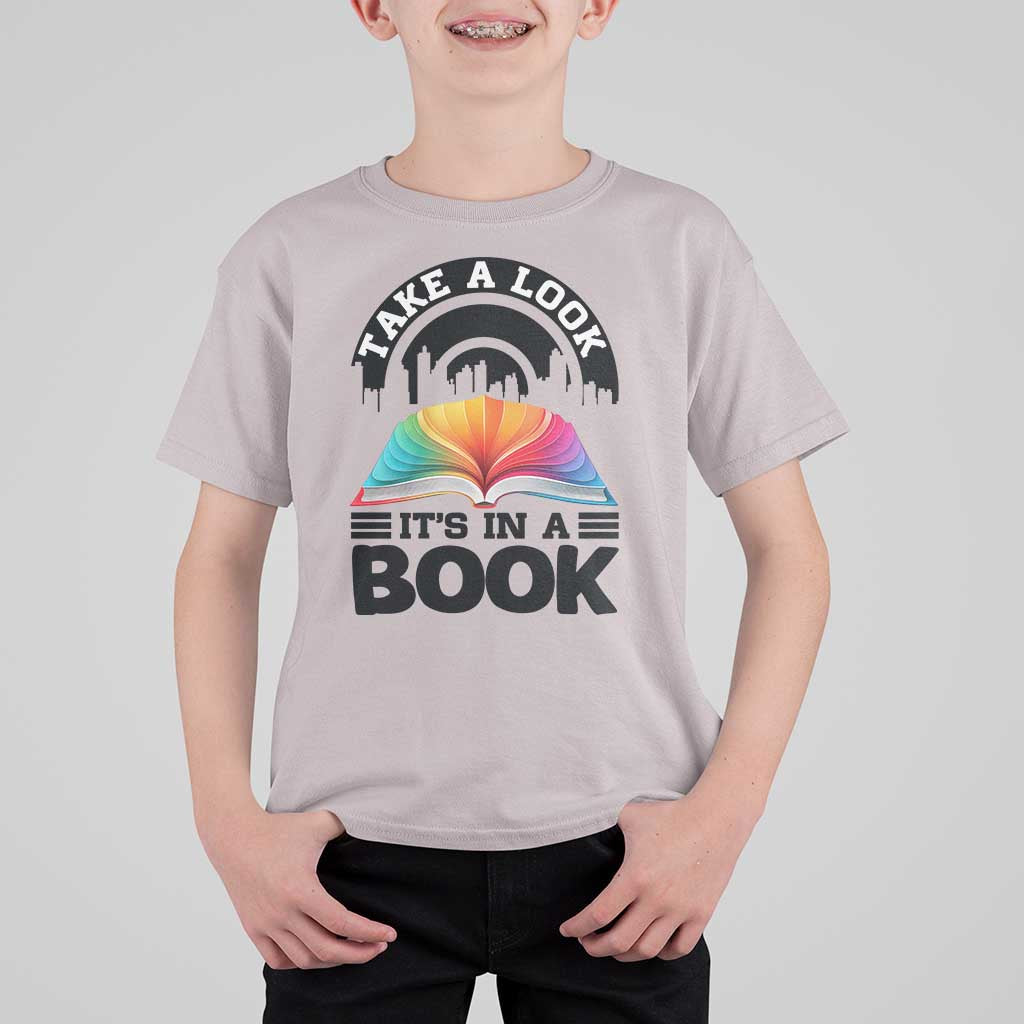 Take A Look It Is In A Book T Shirt For Kid Reading Retro Rainbow Vintage - Wonder Print Shop