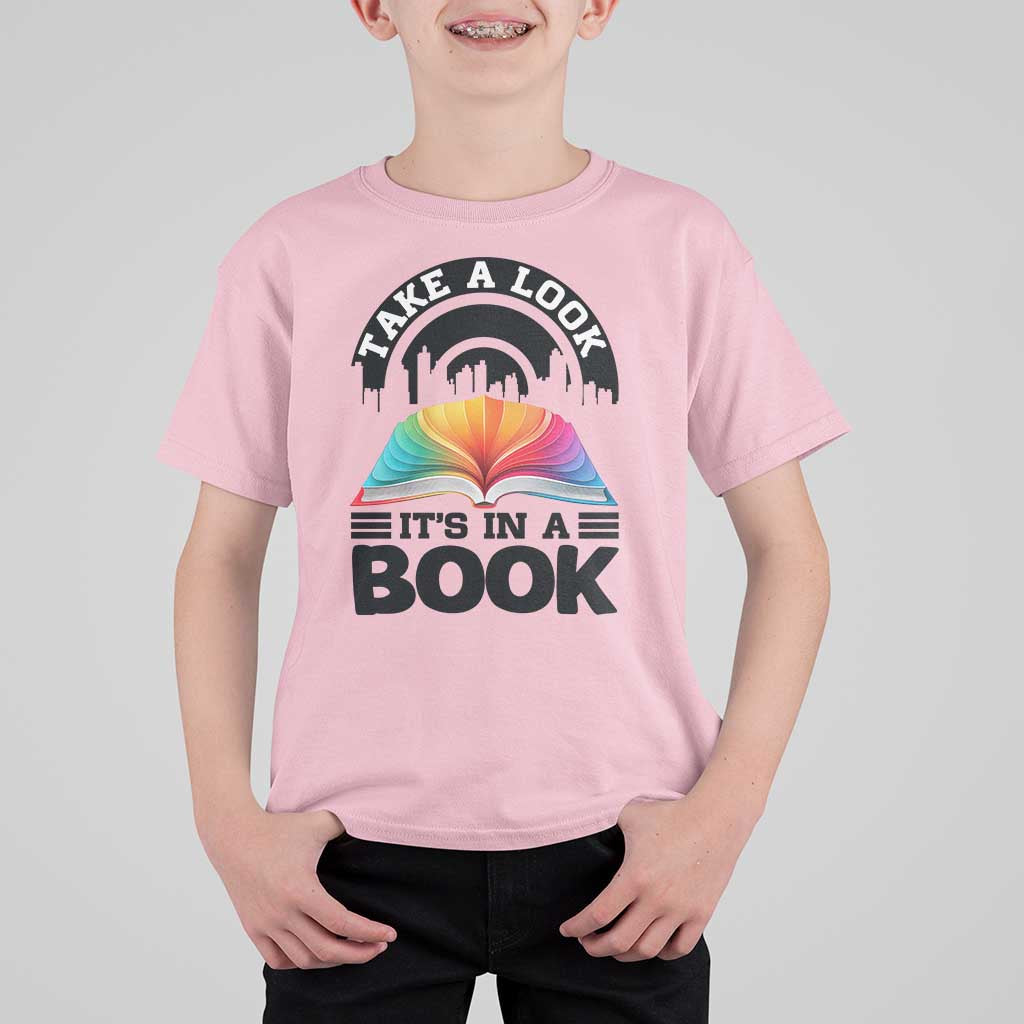 Take A Look It Is In A Book T Shirt For Kid Reading Retro Rainbow Vintage - Wonder Print Shop