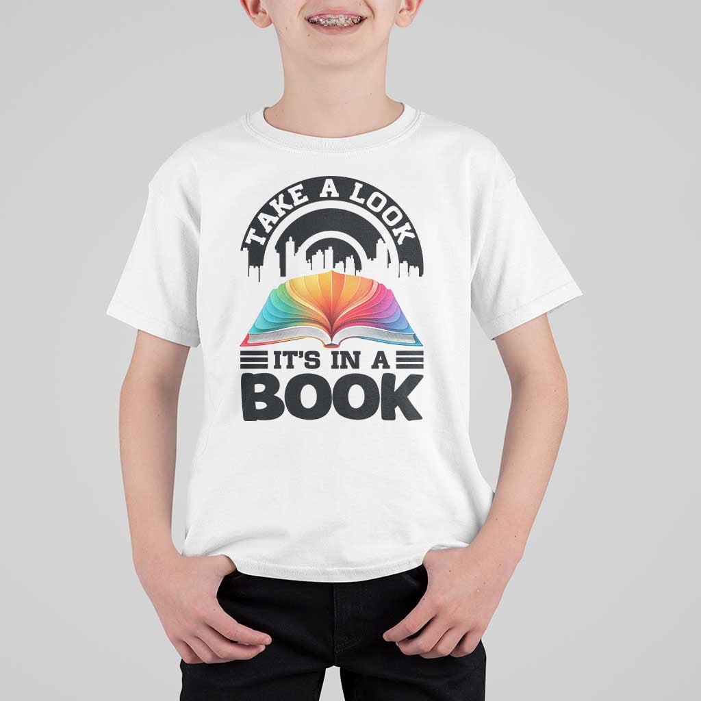 Take A Look It Is In A Book T Shirt For Kid Reading Retro Rainbow Vintage - Wonder Print Shop