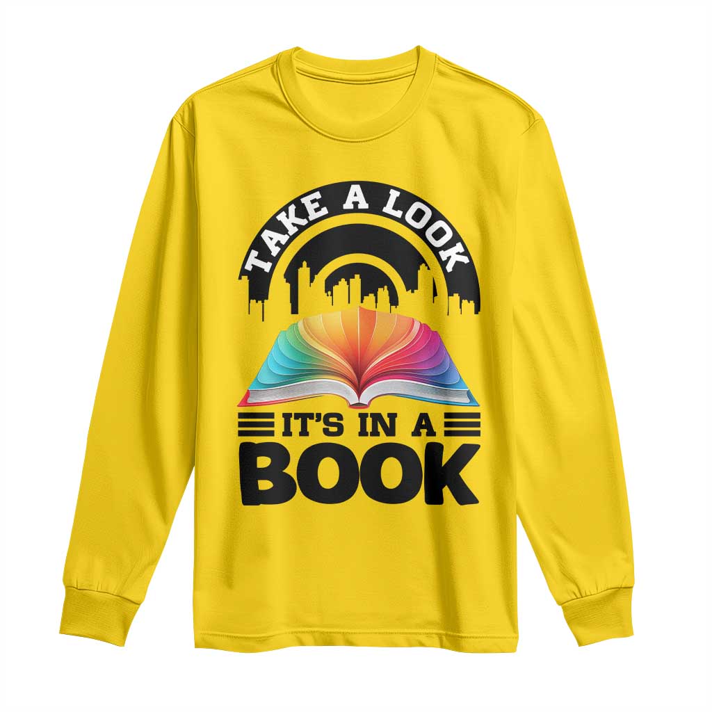 Take A Look It Is In A Book Long Sleeve Shirt Reading Retro Rainbow Vintage - Wonder Print Shop