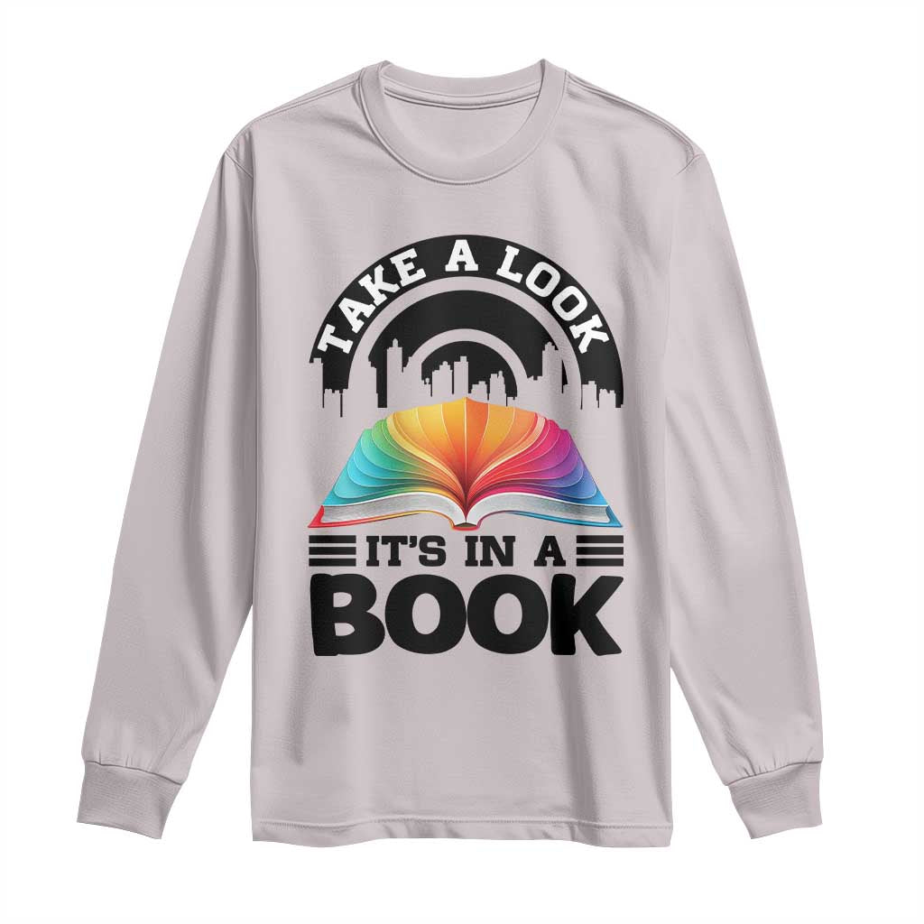 Take A Look It Is In A Book Long Sleeve Shirt Reading Retro Rainbow Vintage - Wonder Print Shop