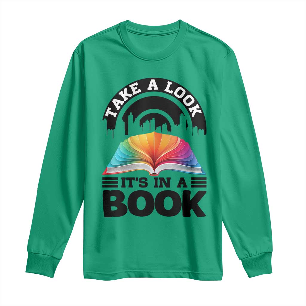 Take A Look It Is In A Book Long Sleeve Shirt Reading Retro Rainbow Vintage - Wonder Print Shop